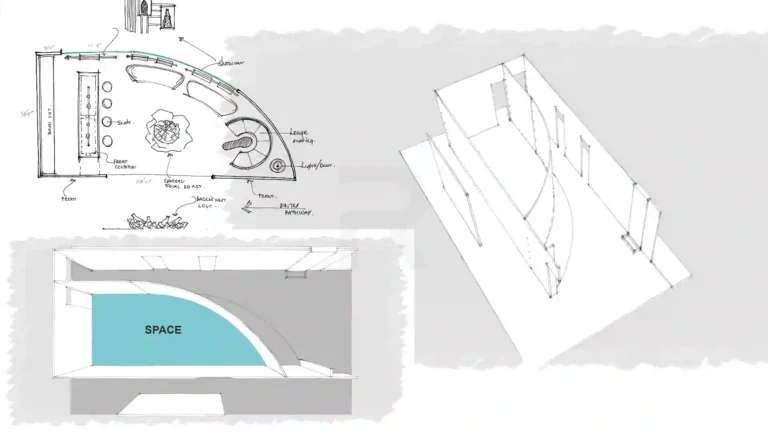 AB InBev showcase bar before renovation space concept layout sketch